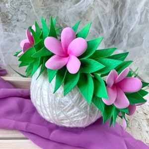 Tropical flower crown Plumeria flower hair wreath Plumeria hair accessories Plumeria Hawaiian flower crown Birthday party crown