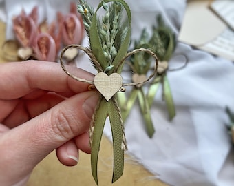 Set of 10 boutonnière, Boho boutonnière, Natural wedding boutonnière, Rustic wedding, Mini boho boutique, Wedding boutonnière for guests