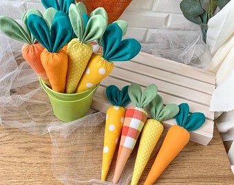 農家の春の装飾、イースターの装飾、布製のニンジン、家の装飾、キッチンの装飾、オレンジと黄色の布製のニンジン