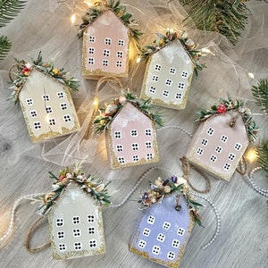 Scandinavian Christmas ornaments Wooden Christmas tree decorations Scandinavian houses