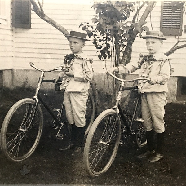Antique Photograph Children on Bicycles