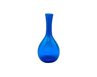 Mid Century Blue Blown Glass Vase