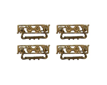 Set of 4 Antique Cast Brass Drawer Pulls
