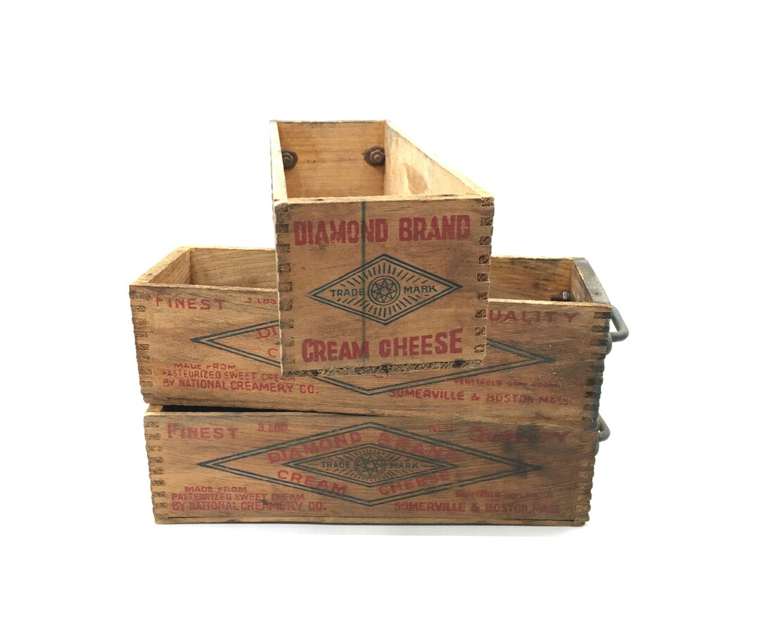 3 Wood Cream Cheese Boxes With Handles Etsy