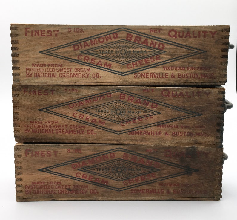 3 Wood Cream Cheese Boxes With Handles Etsy