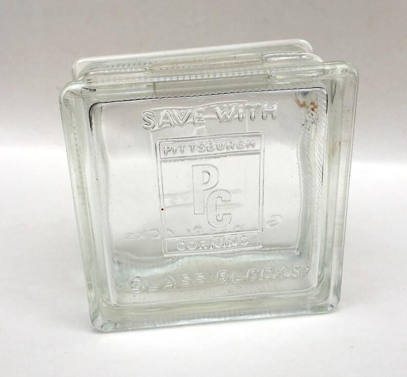 Vintage Pittsburgh Corning Glass Block Penny Bank Etsy