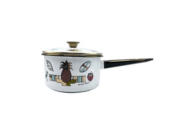 Georges Briard Pineapple Enamel Pot With Lid