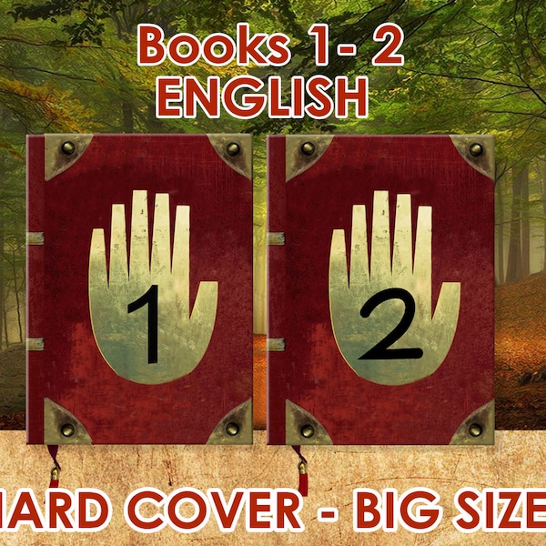 Gravity Falls Journal 1-2 unofficial, big size, english, hard cover, Gravity falls book