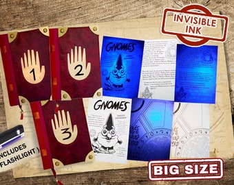 Gravity Falls Journal 1-2-3 unofficial, 20x27 cm, english, invisible ink, Gravity falls book - SEND EUROPE