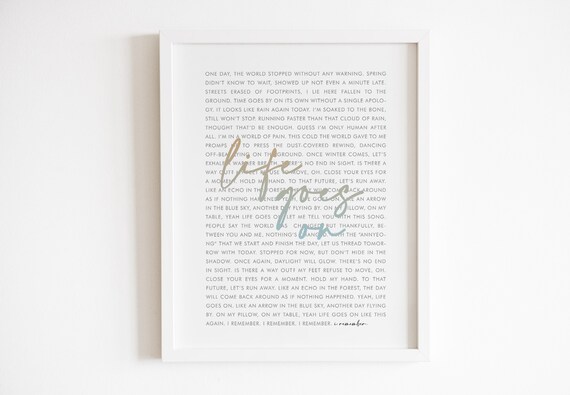 Bts Life Goes On Lyrics Wall Art Printable Wall Art Kpop Etsy