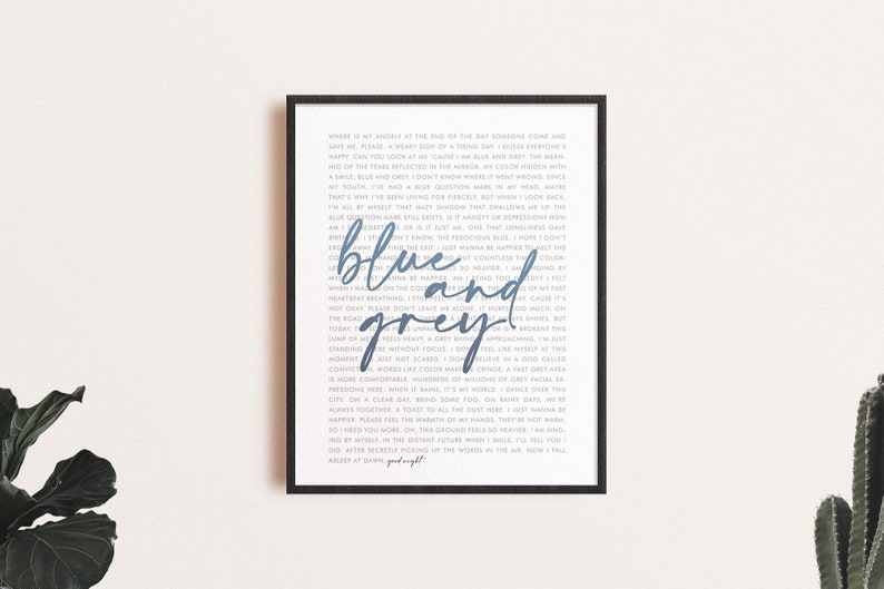 BTS Blue and Grey Lyrics Wall Art Printable Wall Art Kpop Etsy Canada