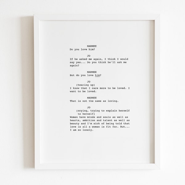 Little Women Movie Screenplay Wall Art | Movie Poster | Minimalist Wall Art | Wall Print | Digital Print