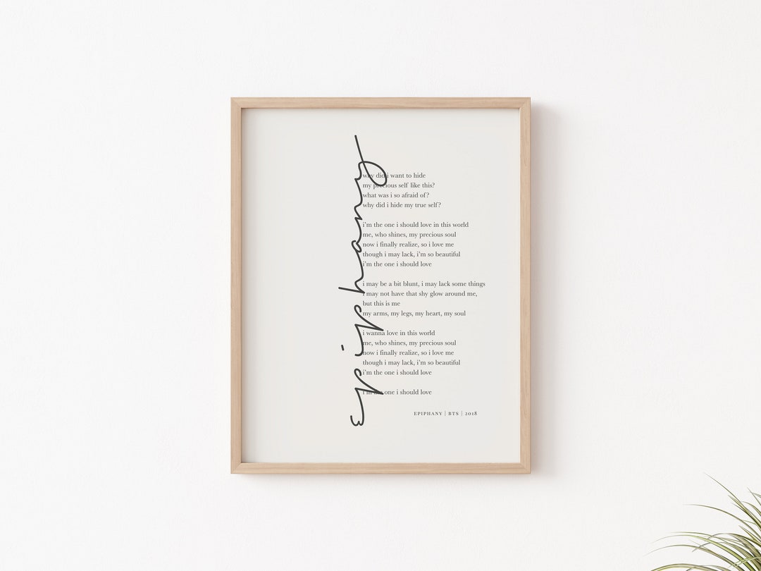 Epiphany BTS Poster Lyrics Song Lyrics Print Printable 