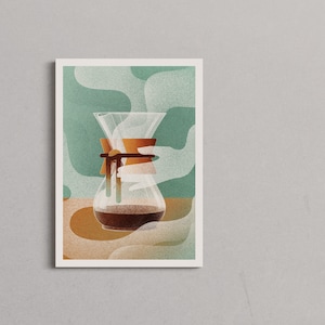 Chemex Illustration Print - A3 Giclee Art Print, Coffee Illustration Artwork, Coffee Illustration, Kitchen or Bar wall decor