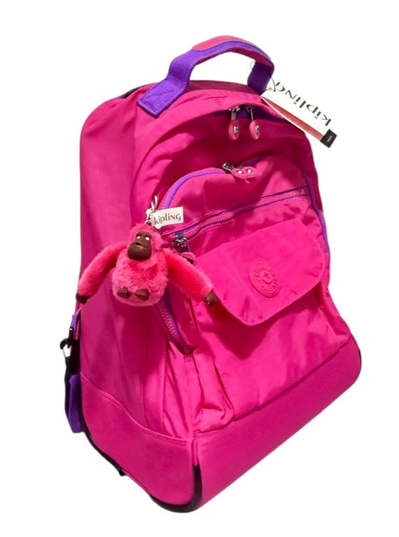 kipling Sanaa Large Printed Rolling backpack Pink - image 3