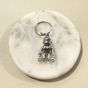 Kipling Silver Metal Monkey Key Chain Ring Bag Charm Fob (m1)