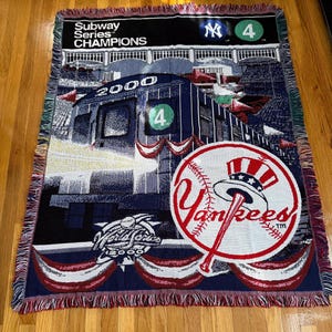 Rare Vintage MLB 2000 Subway Series NY Mets Vs NY Yankees World Series Blanket