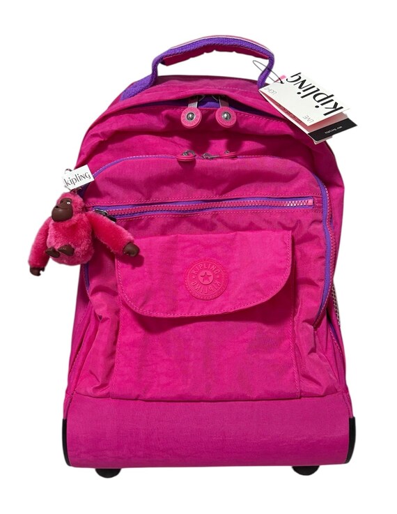 kipling Sanaa Large Printed Rolling backpack Pink - image 2