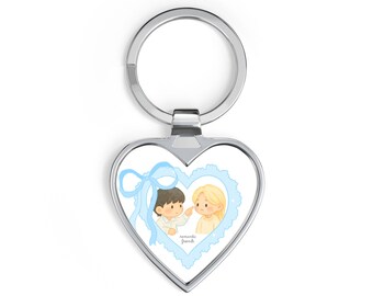 Llavero con forma de corazón de Hyunlinx Skz Stray Kids, recuerdo de boda, diseño de lazo azul, regalo de San Valentín.