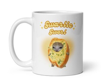 Taza brillante con el meme de Gwarlic Gworl White