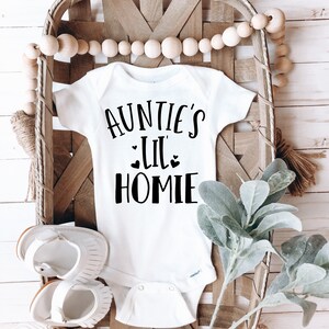 Funny Auntie Onesie®| Aunties Lil Homie Onesie®| Aunties Baby Onesie®| Aunties Favorite Baby Onesie®| Baby shower Gift