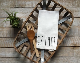 Gather, Fall, farmhouse kitchen decor, cotton towels, flour sack towel, kitchen decor, kitchen humor, hand towel, cotton dish towel