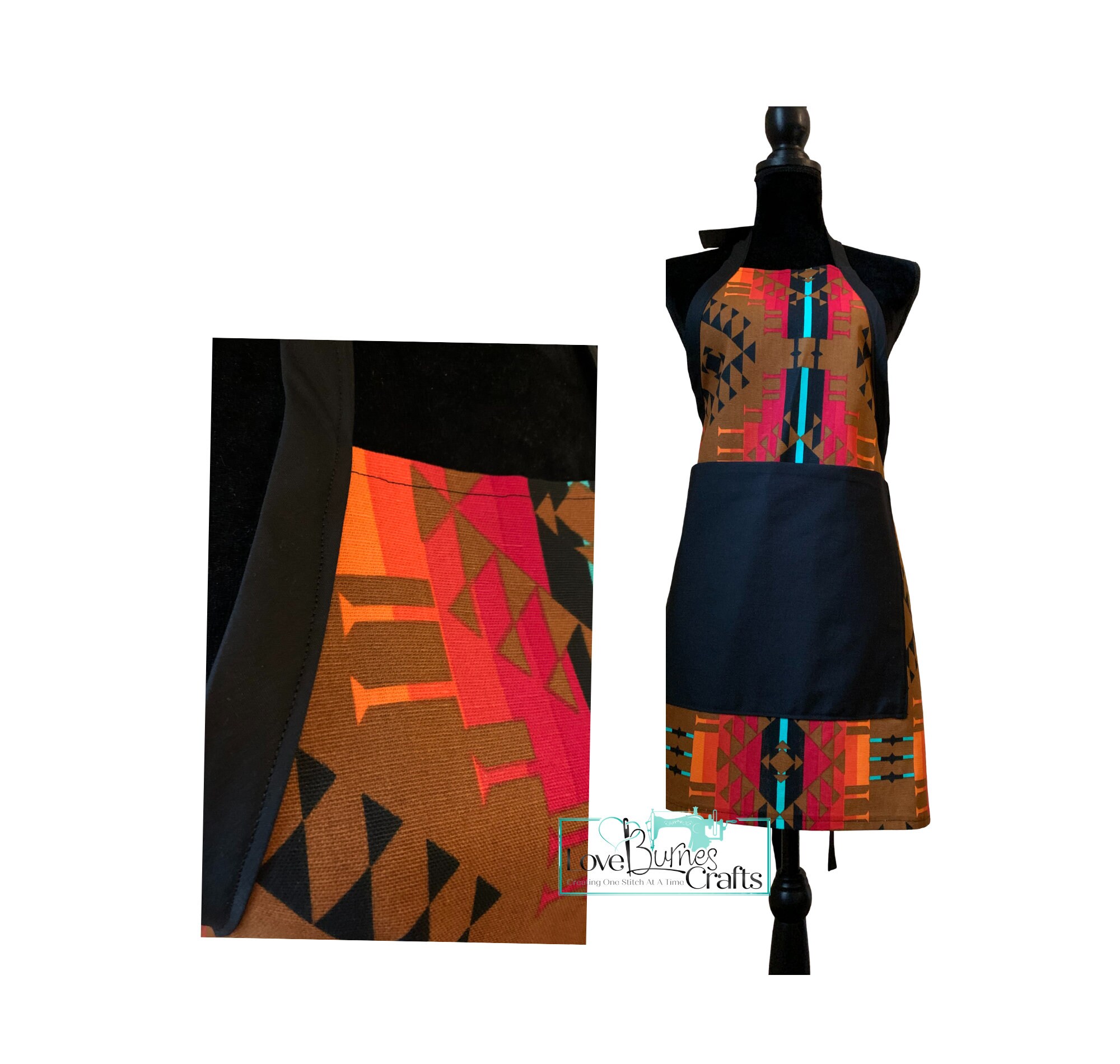 Apron Set | Embroidered Apron |Monogrammed Apron | Tribal Print | Apron with Pockets | Cute Hostess Apron | Handmade Potholder and Apron