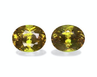 3.27 ct Pair Beautiful Green Sphene Sparkle Lustre Natural 100/% Genuine gem
