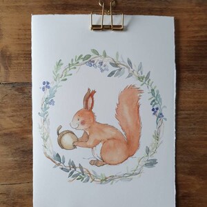 Aquarellbild "Eichhörnchen" - Grußkarte, Tierillustration