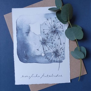 Aquarellillustration "Beileidskarte: Herzliche Anteilnahme" - Trauerkarte, Grußkarte