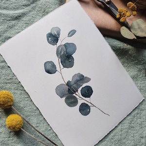 Grußkarte - "Eukalyptuszweig" - minimalistisch - Eukalyptus - Pflanzenillustration - Geburtstagskarte
