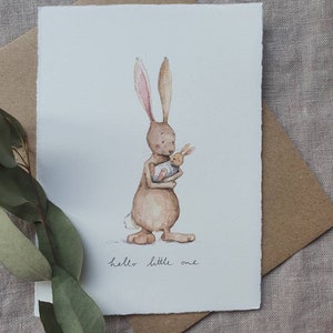 Geburtskarte "Hasenkind - hello little one", Geburtsbild, Kindergeburtstag, handmade