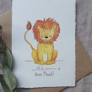 Geburtskarte "Löwe - Willkommen kleiner Mensch", Geburtsbild, Kindergeburtstag, handmade