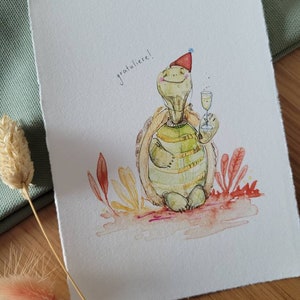 Gratuliere! - Glückwunschkarte Schildkröte - Geburtstagskarte - turtle