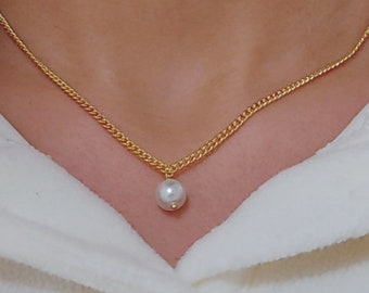 Minimalist Pearl Choker Necklace - 16 Inch