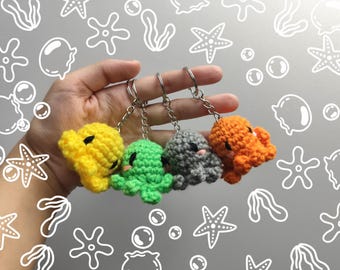 Crochet mini octopus keyring in various colours, amigurumi animal