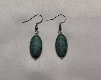 Blue Stone Effect Dangle Earrings: Silver Color Elegant Drop Earrings