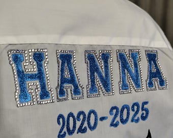 School Leavers Shirt, Personalised 2026 School Leavers, class of 2026, glitter name with rhinestones