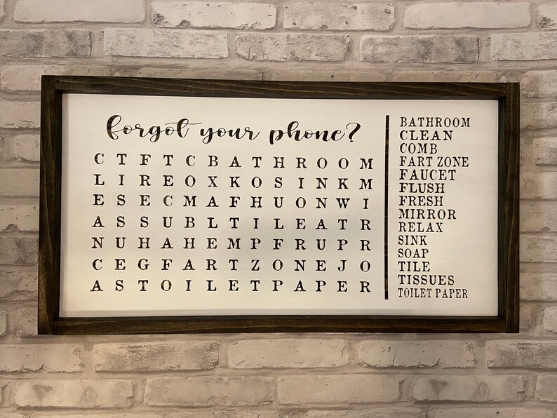 Bathroom Decor Washroom Decor wordsearch Wall Art Etsy