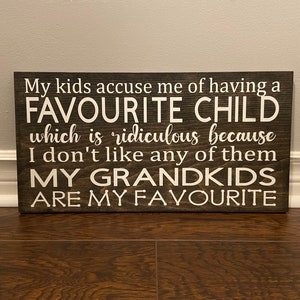Niño favorito, Signo de nietos, Regalo de abuelo, Nana, Papá, Abuela, Abuelo, Regalo divertido, Día de la Madre