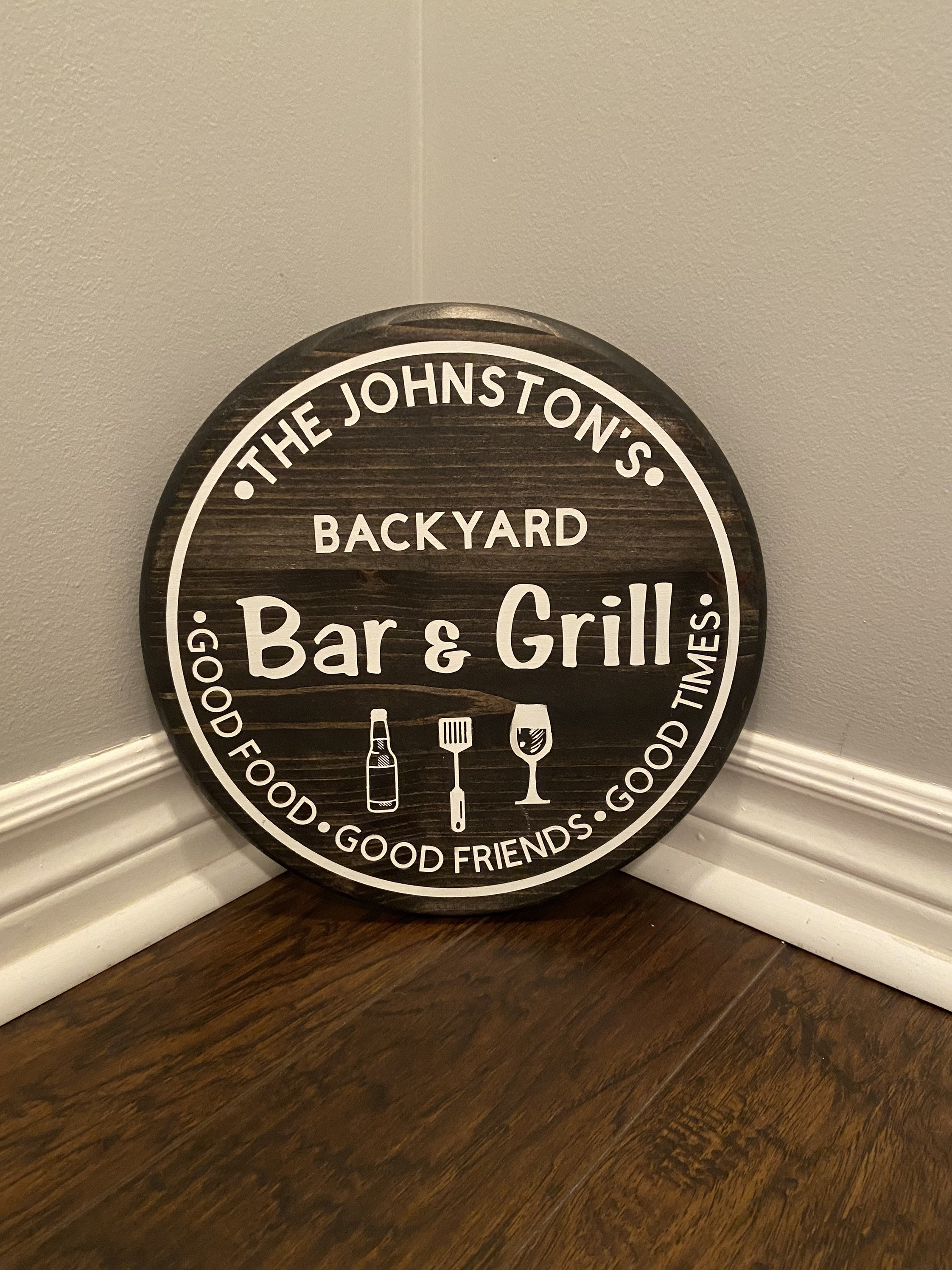 Personalized Bar Sign, BBQ Sign, Bar and Grill, Backyard Decor, Deck Sign, Friends Sign, Porch Decor, Deck Decor, Personalized sign, Gift