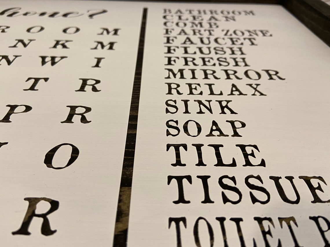 Bathroom Decor Washroom Decor wordsearch Wall Art Etsy