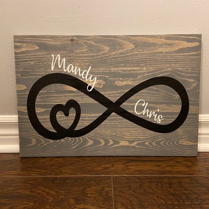 Infinity Zeichen | Unendliche Liebe | Valentinstag Geschenk | Jubiläumsgeschenk | Hochzeitsgeschenk | Wohnkultur | Liebe Zeichen | Personalisiertes Namensschild | Geschenk