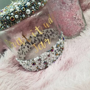 Gratitude Jar with Pearl Rhinestones | An Attitude of Gratitude | Great Gift | Gratitude Activities with Children | Customizable Tip Jar