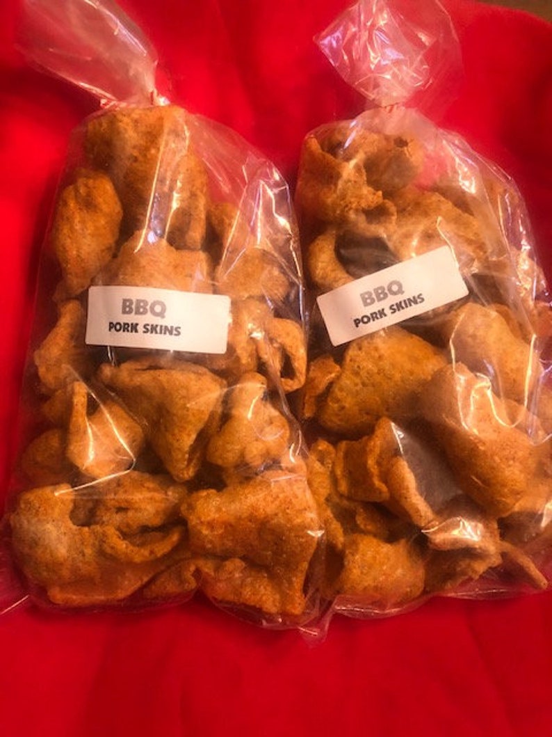 2 Bags of Barbeque Pork Skins Etsy