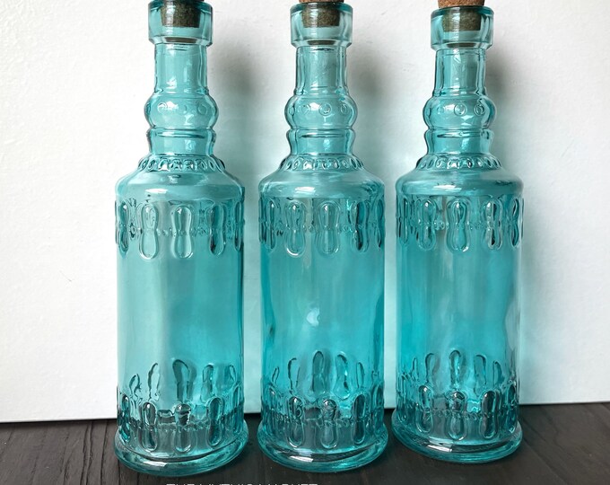 Blue Cork Bottles Decorative Spell Jars Empty Craft Bottles Etsy