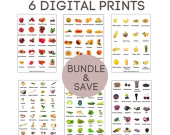 Colorful Fruit & Veggie Prints – Kitchen Decor, Homeschool Art (Digital Download)