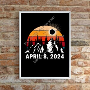 Total Solar Eclipse, Wall Art, Vintage Astronomy, Eclipse Poster, Total Eclipse 2024, April 8 2024, Eclipse Print, Eclipse Souvenir