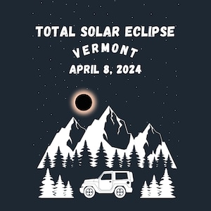 Plakat vintage z zaćmienia Słońca w Vermont: pamiątka z 8 kwietnia 2024 r. (do pobrania cyfrowego)
