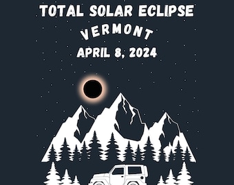 Manifesto d'epoca dell'eclissi solare del Vermont: souvenir dell'8 aprile 2024 (download digitale)